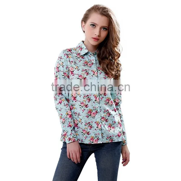 Hot Sale High Quality Fancy Floral Soft Casual Shirt for Women photo-4