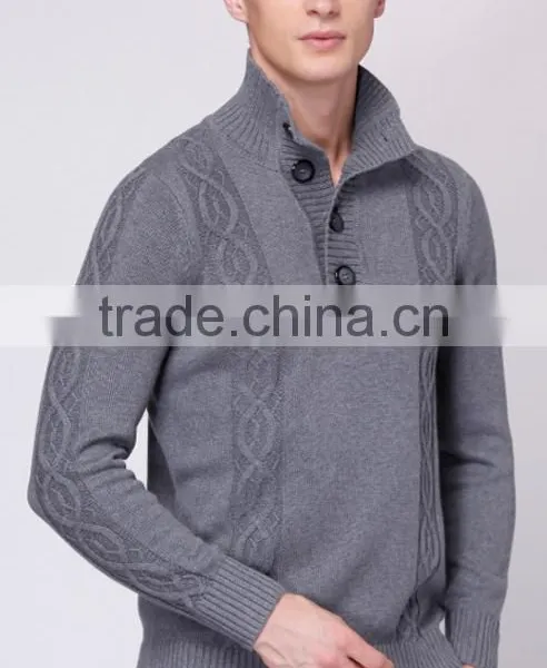 100% Cashmere Pullover Mandarin Collar Sweater Handmade Sweater Design for Man photo-2