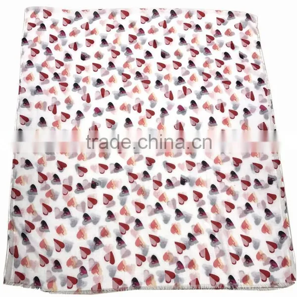 China Factory Heart Print Scarf Women Hijab photo-2