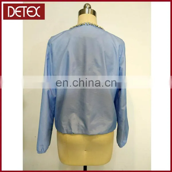 Crystal Embroidery Light Blue Women Summer Jacket photo-3