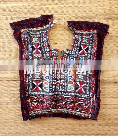 Colourful Indian Vintage Banjara Neck Yoke With Embroidery and Mirror Work Patches photo-3