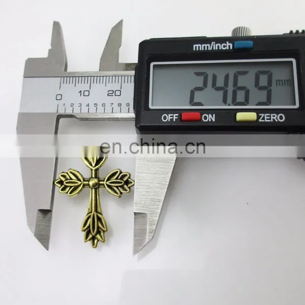 Religious Antique Gold Metal Medal Leaf Cross photo-4