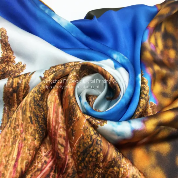 Customized Design Digital Print 100% 12mm Fashion Lady Silk Scarf photo-3