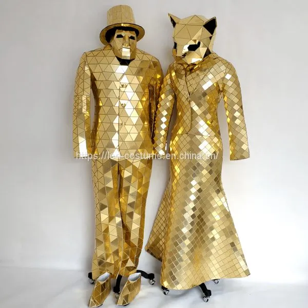 Golden Silver Colorful Disco Ball Mirror Man Dress Suit Costume for Stage Performance photo-3