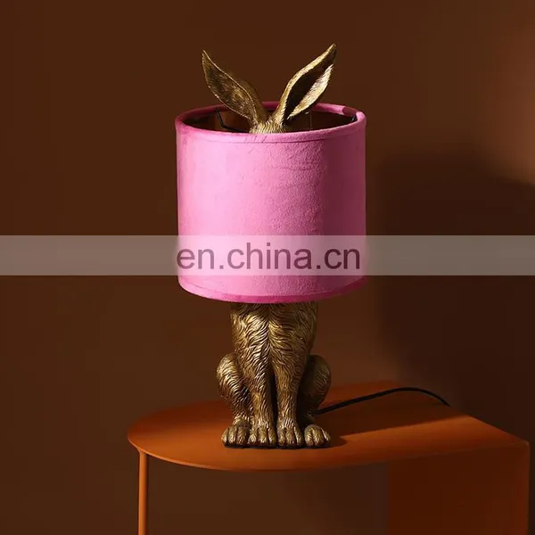 Rabbit Shape Resin Base Standing Table Decoration Antique Desk Nightstand Lamps for Bedroom photo-5