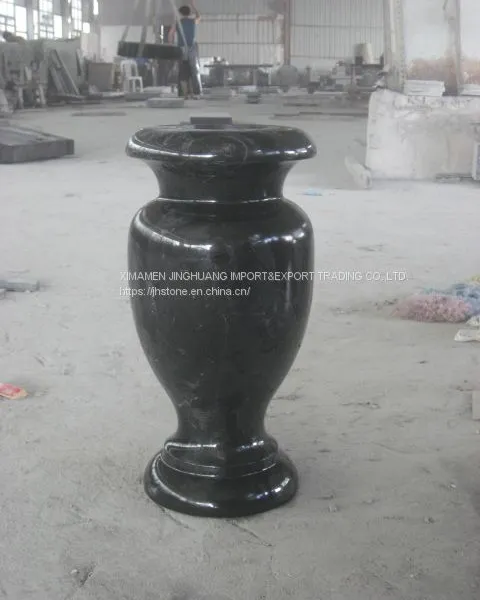 Cemetery Usage Black Granite Polished Flower Vases for Headstones