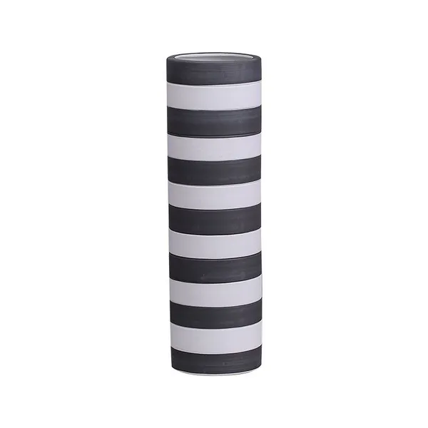 Black And White Stripe Cylinder Brush Pot Nordic Style Ceramic Vase Storage Canister Decoration photo-5
