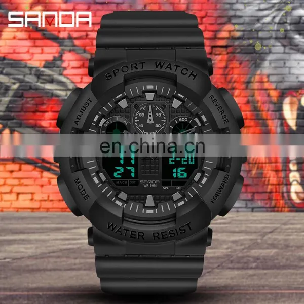 SANDA 3099 Lover's Sanda Couples Digital Quartz Watch Sport Watches LED 50M Waterproof Casual Shock Male Clock China Plastic photo-2