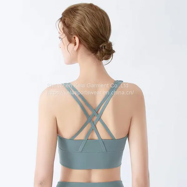 Yoga Workout Sports Bras for Women Criss Cross Back Medium Support Running Bra With Removable Cups photo-3