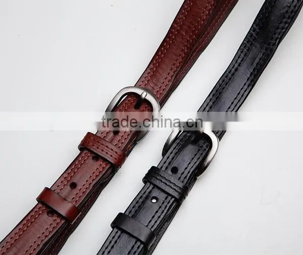 High Quality Black Genuine Cowhide Leather Slim and Adjustable Waist Belt for Women for Men photo-6