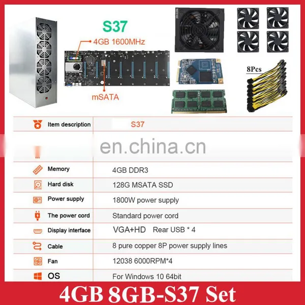 S37 T37 D37 Rigs Case With Motherboard 4GB 8GB DDR3 Computer Server Rig Case 2000w 3060 3060ti 3070ti 3080 GPUs Graphic Card photo-2