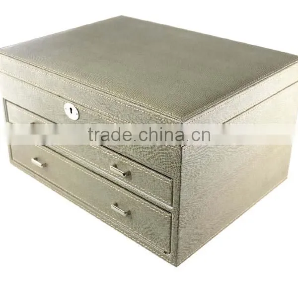 Leather Jewelry Box Lockable Makeup Storage Case With Mirror photo-2
