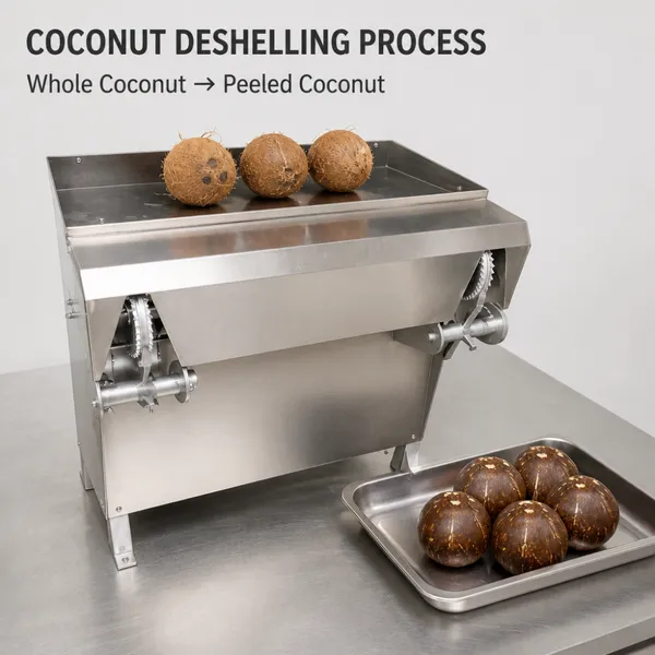 Machine à décortiquer les noix de coco à haut rendement 220V avec outils de traitement durcis pour une préparation commerciale efficace des noix de coco.