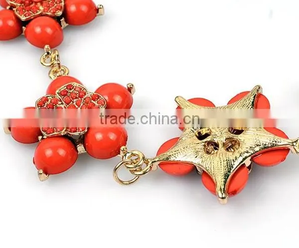 Fllower Necklace Female Colour Crystal Latest Design Beaded Necklace photo-4