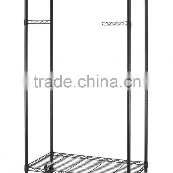 New 2-Tier Rolling Clothing Garment Rack Shelving Wire Shelf Dress G66 photo-3