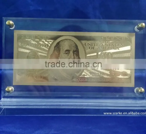 Customized Acrylic Gold Foil Banknotes/commemorative Coin/souvenir Coin Display Holder Souvenir Gift