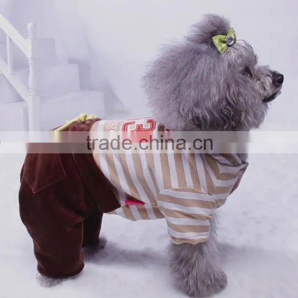 Brown Stripes Cotton + Velvet Spring Dog Leisure Sports Clothes With Four-legs photo-6