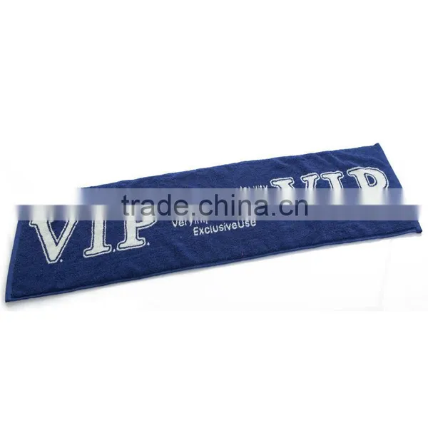 China Supply 25x100cm 100 Cotton High Quality Jacquard Logo Sport Towel photo-6