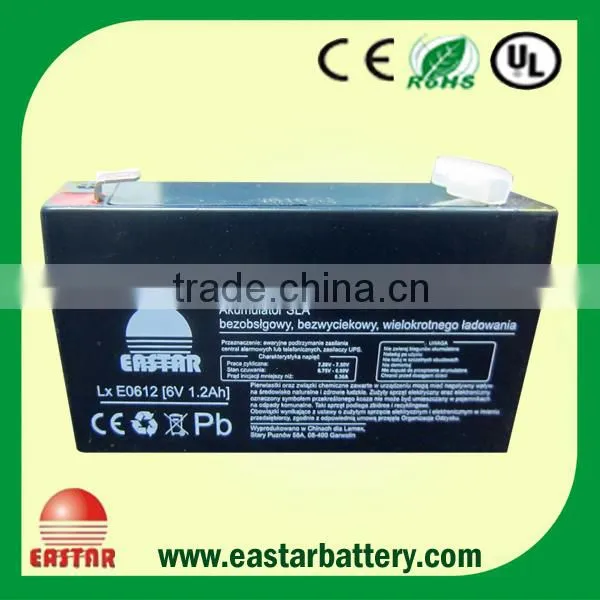 Lead acid battery 6v 1.2ah VRLA battery iso9001