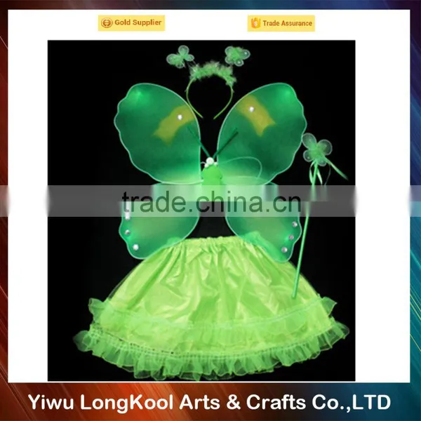 Party Promotion Girls Princess Fairy Wings Set With Wand Tutu Dress Fairy Wings Costume photo-2