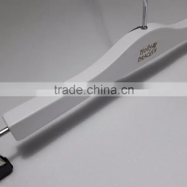 White Print Logo Hangers for Clothes Fashion Wood Hangers White Custom Printed LOGO Plywood / Laminated Wooden Clothes Hanger photo-6
