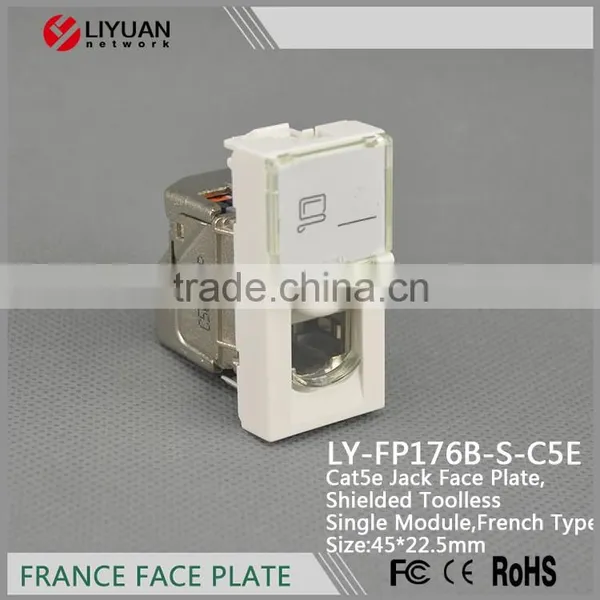 LY-FP176B-S-C5E Single Port Shielded Toolless Single Modul Cat5e Jack Legrand RJ45 Face Plate photo-2