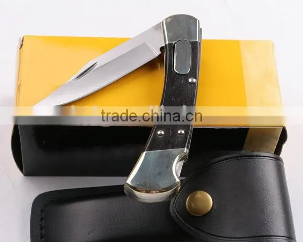 OEM 440 Stainless Steel Folding Backlock Knife With Brass Handle photo-6