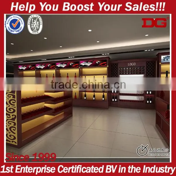 High End Walnut Color Wind Display Furniture Wood Display Floor Stand Wine