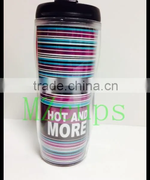 350ml Promotion Double Wall Plastic Mug With Colorful Paper Insert photo-2