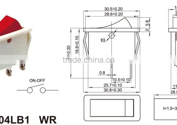 T125 Rocker Switch With Waterproof,High Quality Copper Contact Red Rocker Switch Manufacturer Round Rocker Switch photo-2