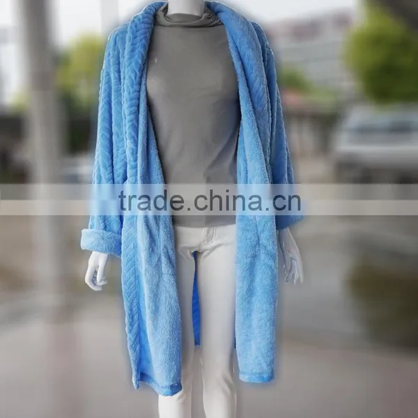 Design High Quality Super Soft Home Couples Robe Coral Fleece Bathrobe With Zipper photo-3