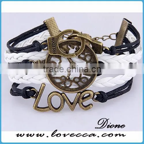 Multilayer Braided Bracelets Antique Gold Faith Hope Believe Charm Bracelet photo-4