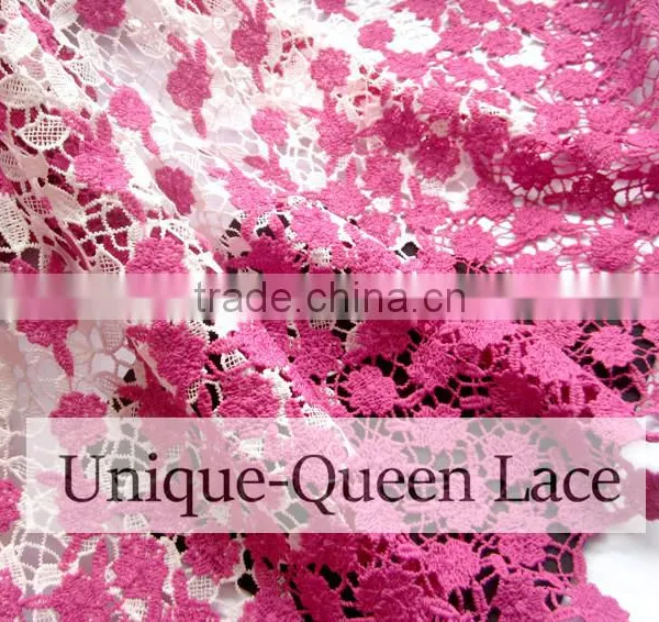 2016 New Arrival Guipure Lace Fabric/ Fushia Color Lace Fabric/african Fushia Guipure Lace Fabric/Cord Lace photo-5