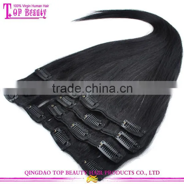 Double Drawn Cheap Price Straight Clip in Hair Extension Free Sample Clip in Hair Extensions for African American photo-2