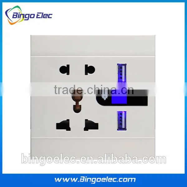 5pin Universal Socket With Double USB Wall Power Socket With 0.5w Led Night Light