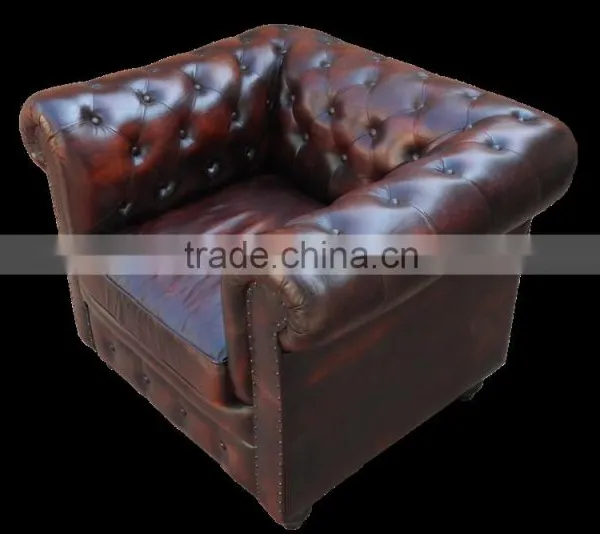 Leather Chesterfields 1 Seater Dark Brown Colour Sofa photo-3