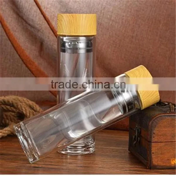 500ml Promotional Glass Drinkware Travel Leakpoof Water Bottle With Bamboo Lid On Amazon Hot Selling photo-3