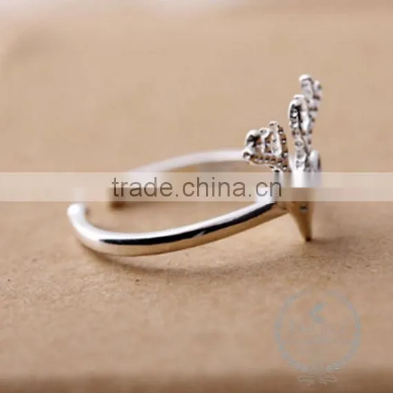925 Sterling Silver Chrismas Elk Solid Silver Adjustable Ring Fashion Women Jewelry 6260547 photo-2