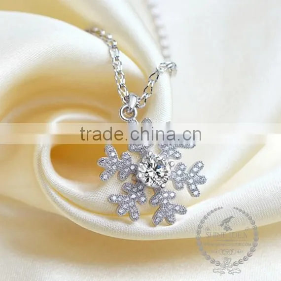 925 Sterling Silver Snowflake Necklace Fashion Women Necklace Supplies 6360438 photo-2