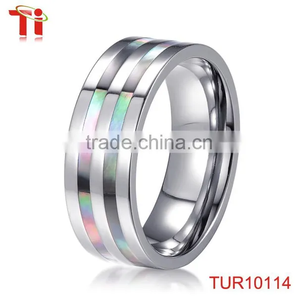 Tungsten Carbide Ring Inlay Abalone Engagement Ring, Fashionable Abalone Rings photo-3