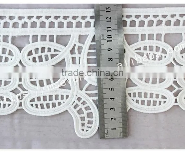High Quality 13.5cm Width Water Soluble Polyetser Crochet Trim in White photo-6