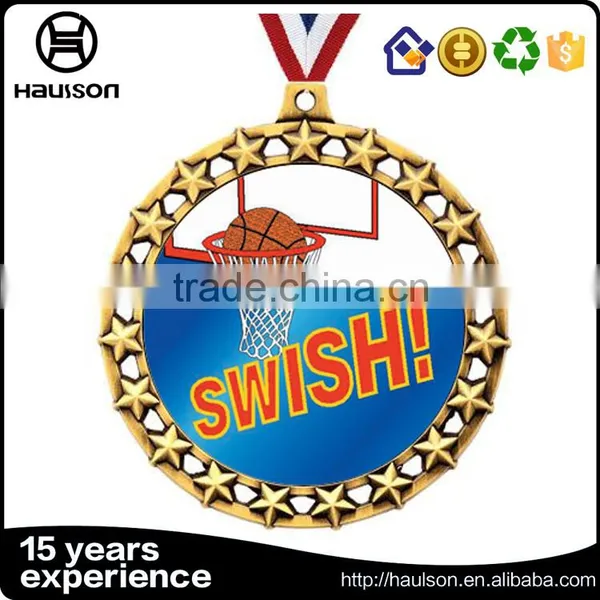 WW2 Custom Soft Enamel Casting 3D Molded Design Photo Etched Zinc Alloy Gold Plated Majestic Basketball Sport Medal With Ribbon photo-6