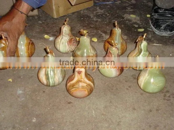 Pakistan Best Price KITCHEN AND DINING DECORATION ONYX PEAR WITH BRASS LEAF HANDICRAFTS photo-2