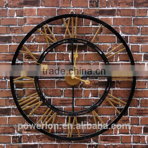 Metal Skeletal Roman Numerals Wall Clock - Large