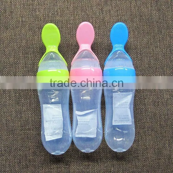 Food Grade Silicone Squeeze Baby Feeder With Spoon photo-2