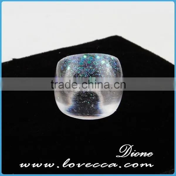 Handmade Fashion Resin Jewelry Resin Flower Ring Wih Gold Foil , Silver Flakes Resin Ring photo-4