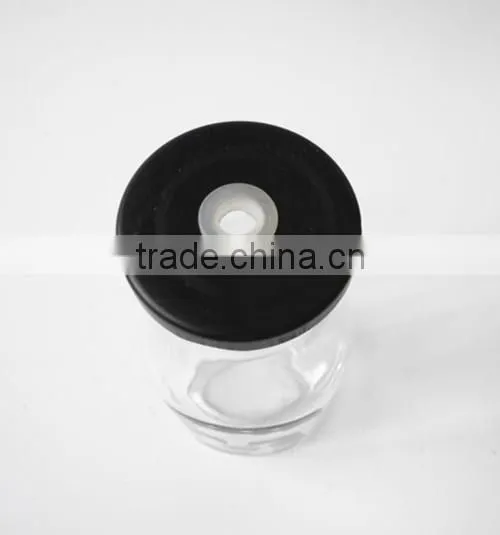 Black Skull Head Decorate Glass Bottle for Juice or Liquior With Metal Lid Straw photo-5