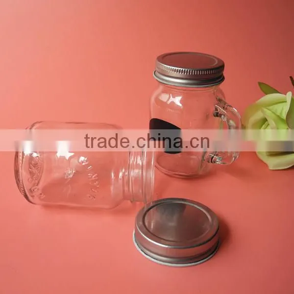 Small Handling Screw Cap Sealing Glass Mason Jar With Blackborad photo-2