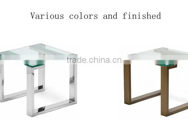 Square Polished Durable Stainless Steel Living Room End Side Table With Glass photo-2
