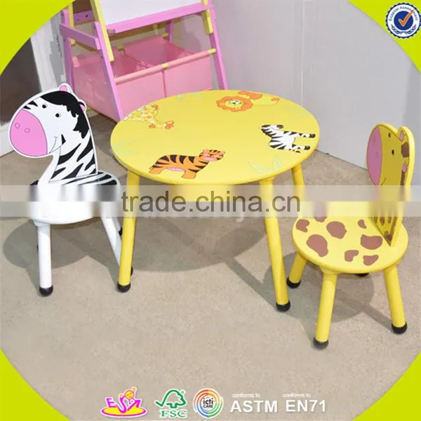 Wholesale Animals Shape Wooden Table and 2 Chairs,cute Kids Wooden Table and 2 Chairs,top Animals Table and 2 Chairs W08G140 photo-4
